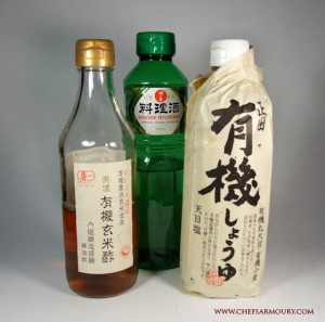 brown rice vinegar, cooking sake and organic shoyu