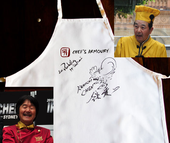 Iron Chef autographed aprons