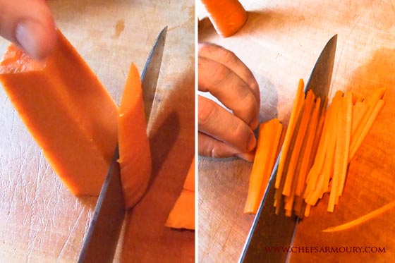 cutting carrot for namasu