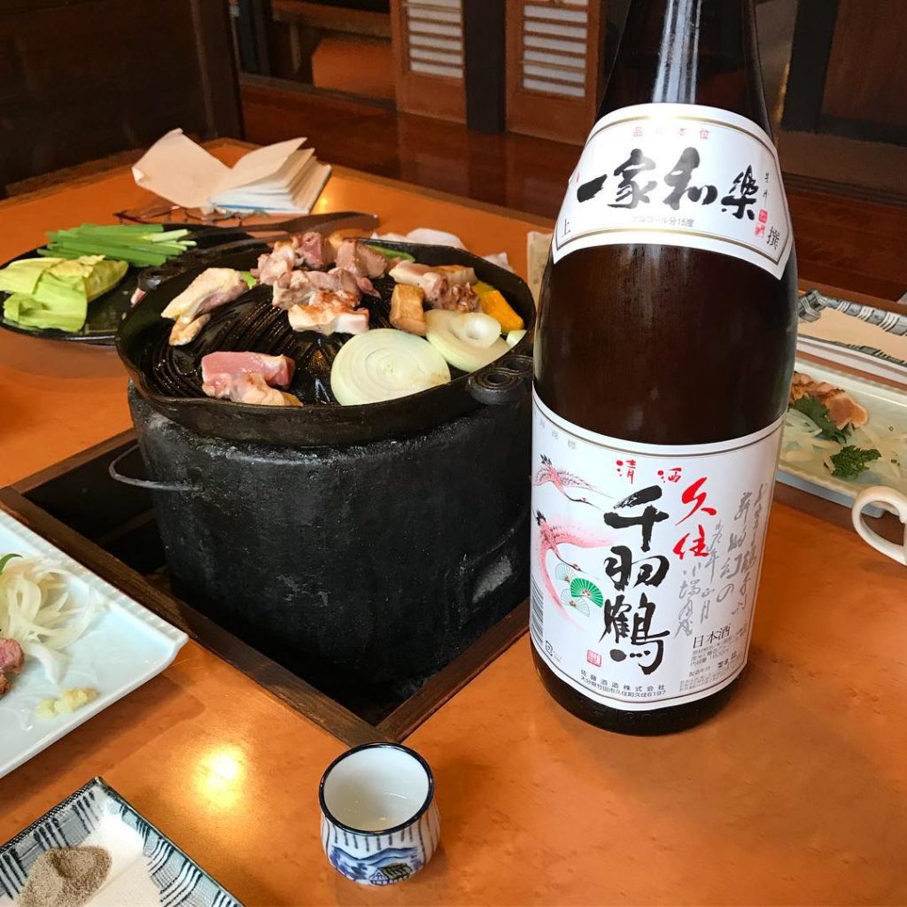 Grilling Shamo chicken on the shichirin senbazurusake oitajapan japanesesake